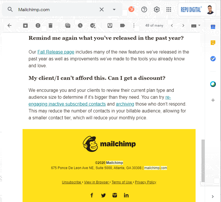 Mailchimp thay đổi bảng giá, tăng giá từ T10-2020-02