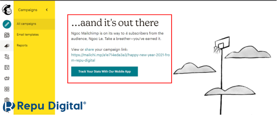 màn hình chiến dịch đang được gửi đi