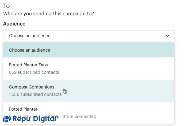 Chọn phân khúc cần gửi chiến dịch email marketing