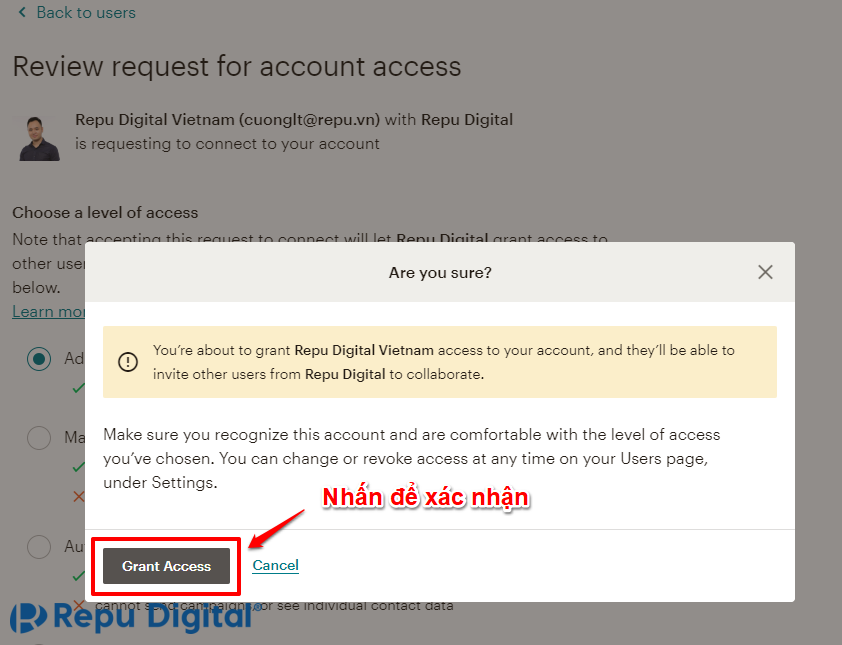 Bước 4: Nhấn để xác nhận thêm 1 lần nữa